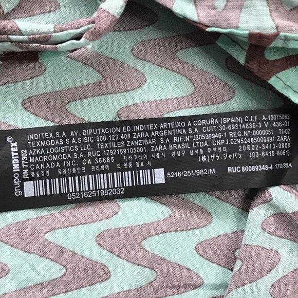 Zara Women's The Lissie Shirt Size Medium Swim Cover Up Tie Front Mint Brown NEW - Picture 12 of 12